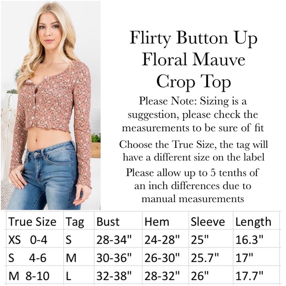 Flirty Long Sleeve Button Up Floral Mauve Crop Top - Picture 16 of 16
